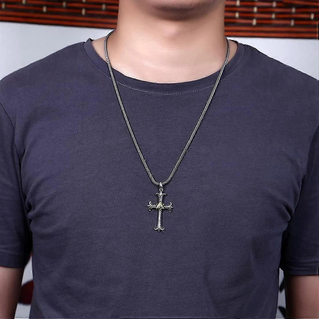 1 pcs Men's Cross Pendant Necklace Gift Vintage Necklace - DD0