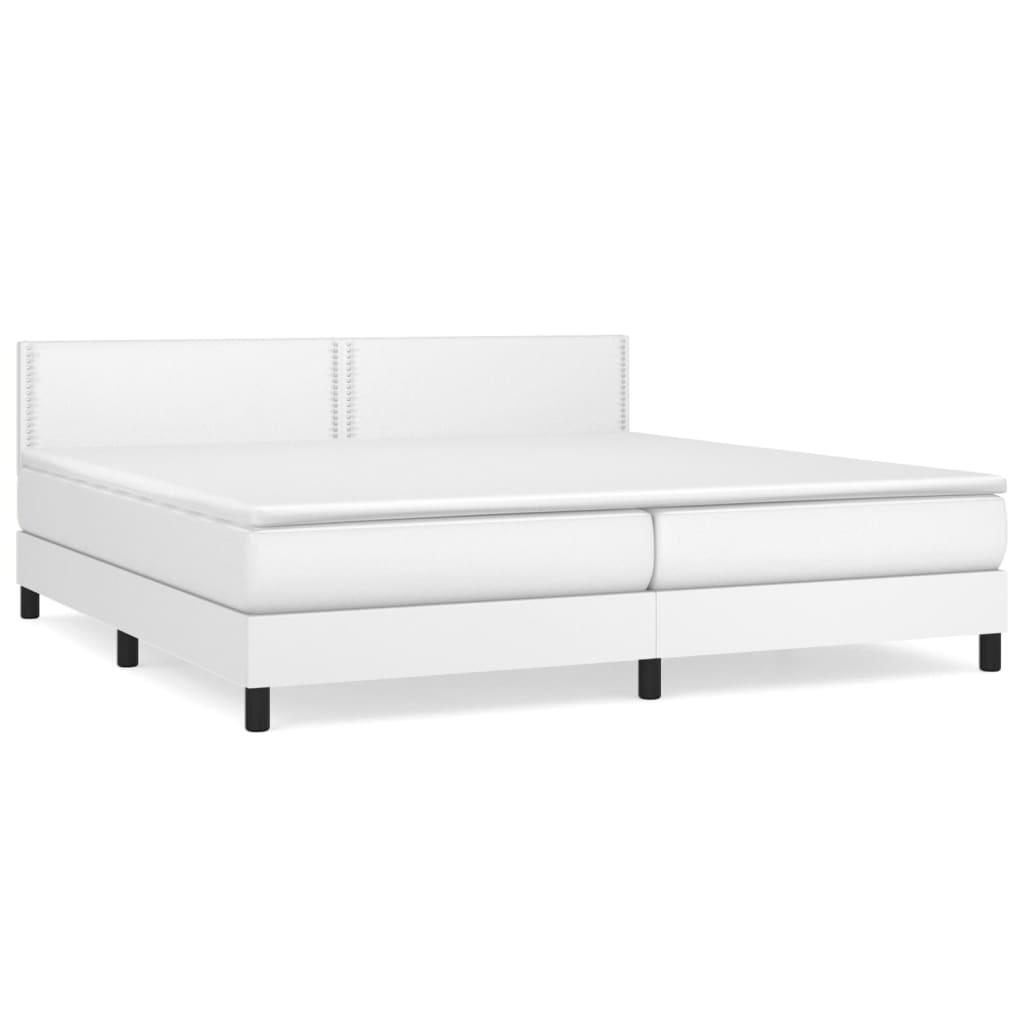 Box Spring Bed with Mattress White 200x200 cm Faux Leather