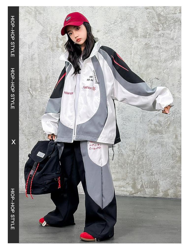 Hip-Hop Performance Outfit für Kinder - Herbst/Winter Sportset, Coole Street Dance Uniform für Jungen & Mädchen