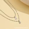 Ins Wind Star Moon Double Layer Titanium Steel Necklace Niche Women Fashion Personality Layered Collarbone Chain