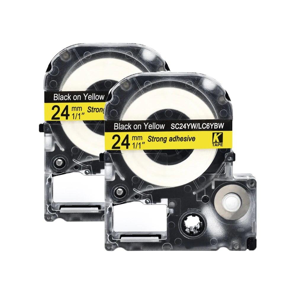 2 pachete de etichete multicolore de 24 mm Bandă de etichete compatibilă Epson LC-6WBN / SS24KW SC24RW SC24BW SD24K pentru imprimanta Epson LW400 500 600