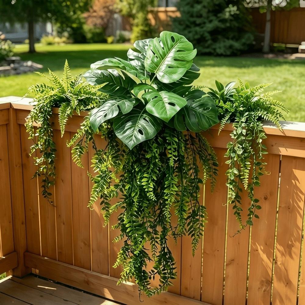 Real Touch Artificial Persian Fern Leafs UV Resistant Fake Trailing Greenery Outdoor Garden
