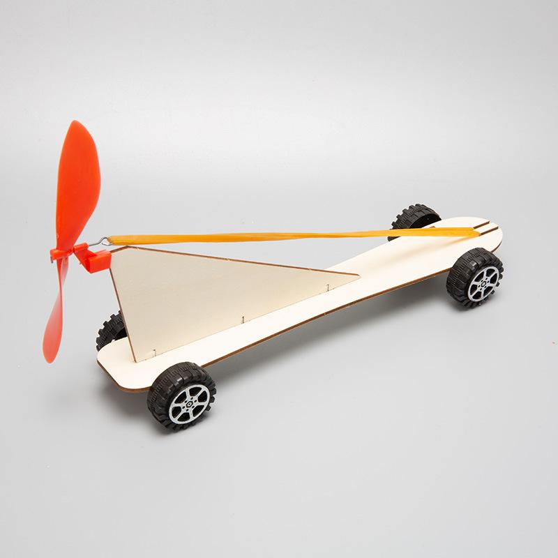 Wooden Rubber Band Wind Car Rubber Band Power Car Technology Small Production Invention DIY Manual Class Assembly Teaching Aids
