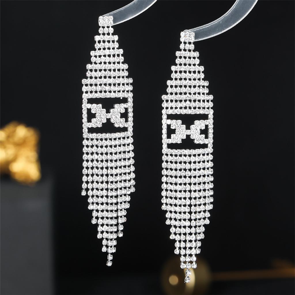 High-end Luxury Full Diamond Long Fringed Earrings for Women