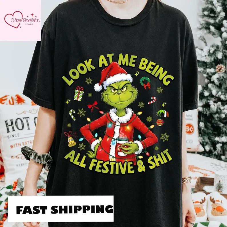 Grinchmas Christmas Shirt Funny Christmas Grinch Saying Shirt Santa Grinch Te Unisex T-Shirt S