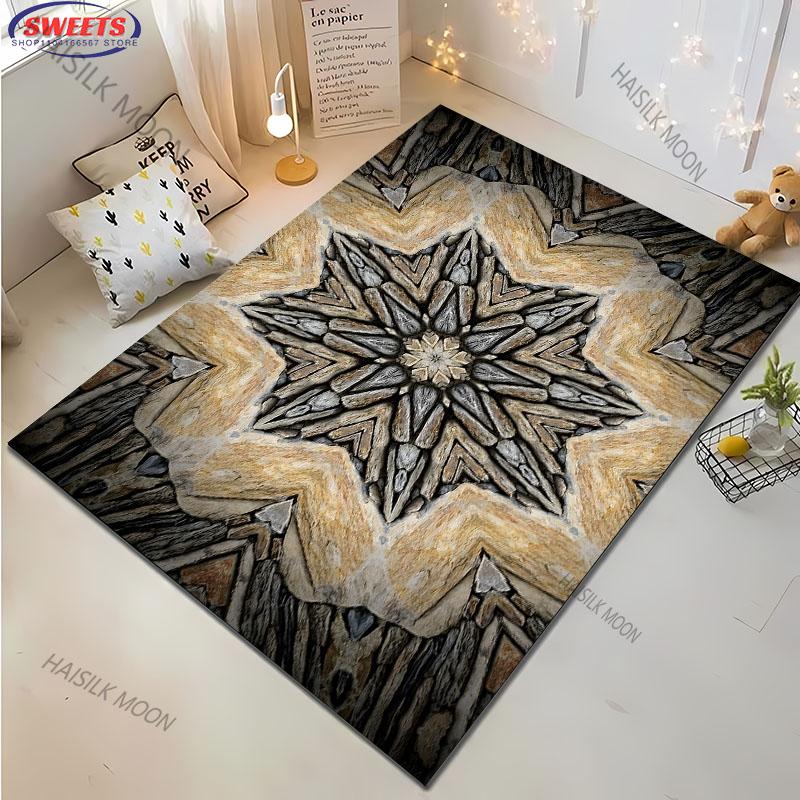 3D Stone Flower Art Theme Carpet Living Room Bedroom Sofa Office Large Area Decorative Mat Kids Play Rug Modern Decorative Mat