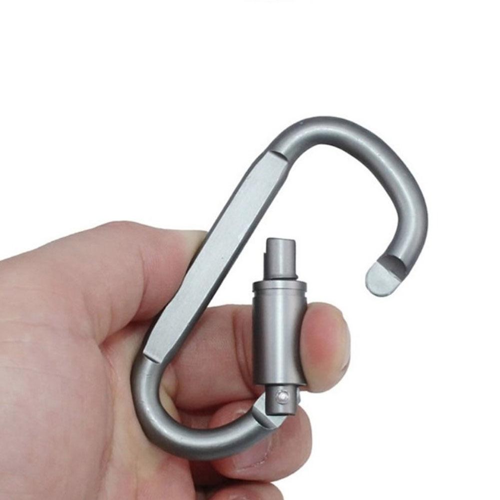 6pcs 8cm D Type Carabiner Keychain Clip Heavy Duty Aluminum Alloy Locking Carabiner For Camping Hiking