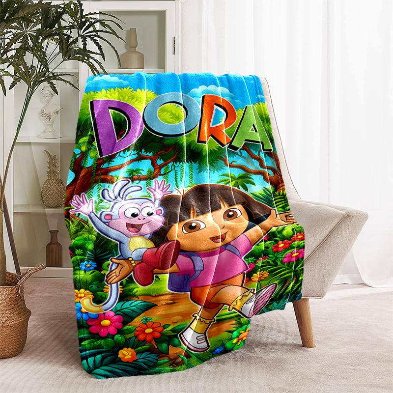 1pc Blanket D-Doras The Explorer Print Design, Lightweight Blanket for Sofa, Bed- Soft &Warm, Gift for All Seasons like Christmas, Halloween