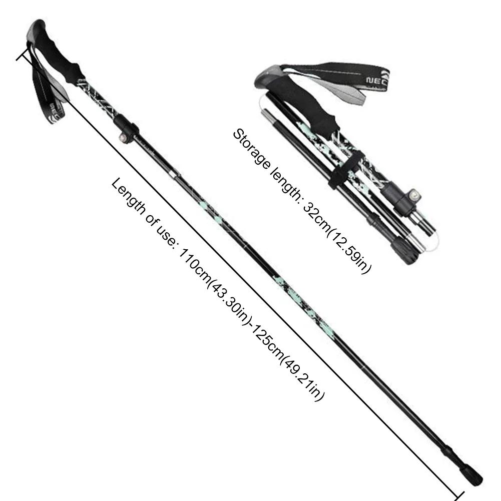 5-Section Outdoor Climbing Poles Aluminium Alloy Telescopic Travel Hiking Stick Non-Slip Handle Lightweight Mountaineering Tools