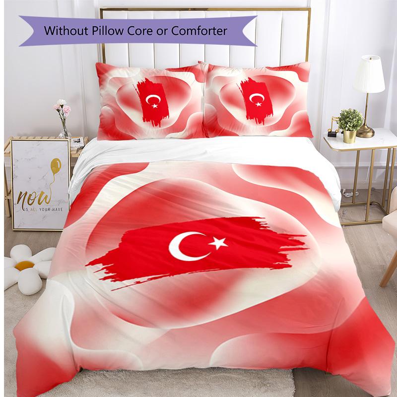 Turkey Football Printed Bedding 3 Piece Set Cozy Breathable Bed Cover Set as Housewarming Holiday Gift