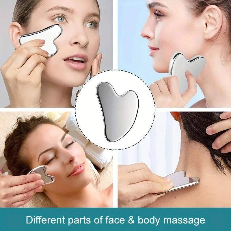 Stainless Steel Gua Sha Ice Face Roller Kit 3PCS Beauty Cooling Facial Tool For Lifting Puffiness Reduction Skin Care