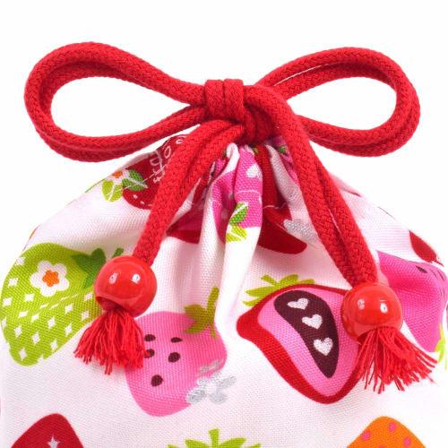 COLORFUL CANDY STYLE Cup Bag, Small, Drawstring Bag for Girls, Elementary School Entrance, Sweet Strawberry Collection (Ivory) N3574500