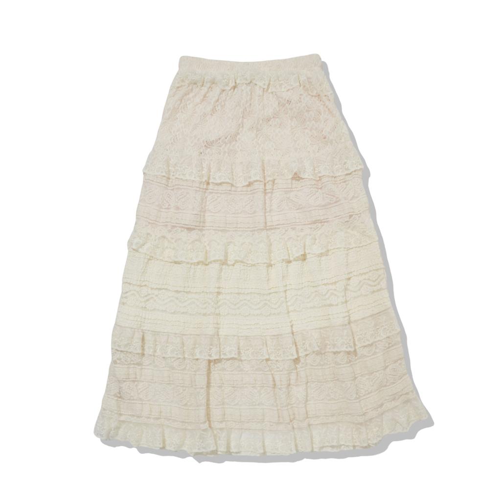 Penfield Knit Lace Layered Tiered Skirt Ivory_Fr3Ws35F