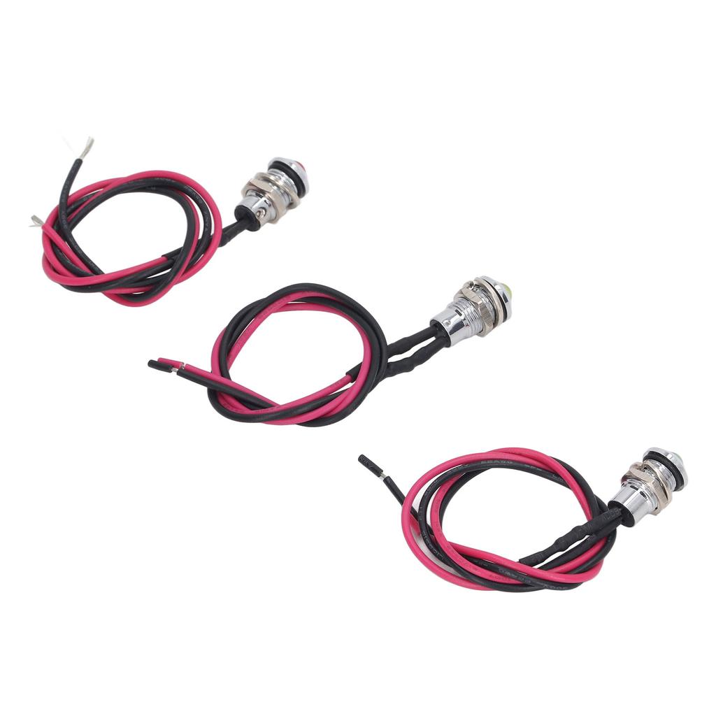 3 Stück LED Metall Kontrollleuchte Wasserdichte Signalleuchte mit Kabel für Auto LKW Boot 24V