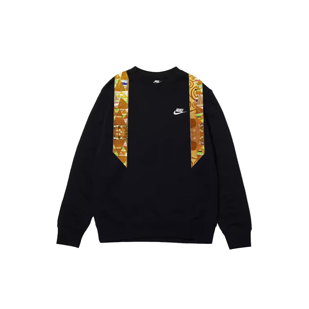 Nike Patchwork Decorative Sports Versatile Outdoor Casual Letter Logo Crewneck Sweatshirt Unisex Sweatshirt Black BV2667-010(TEAM702-C9)