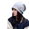 Pile Hat Women's Autumn and Winter Postpartum Confinement Hat Versatile Face Small Knitted Wool Warm Bag Head Cold Hat Ear Protection