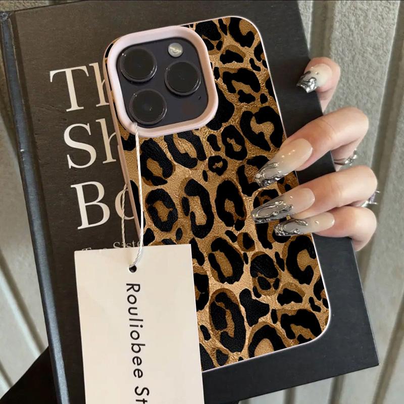 INS Brown Leopard Print Phone Case For iPhone 17 16 Pro Max 15 14 Plus 13 12 11 XR XS Max Lichee Pattern Soft Silicone TPU Cover
