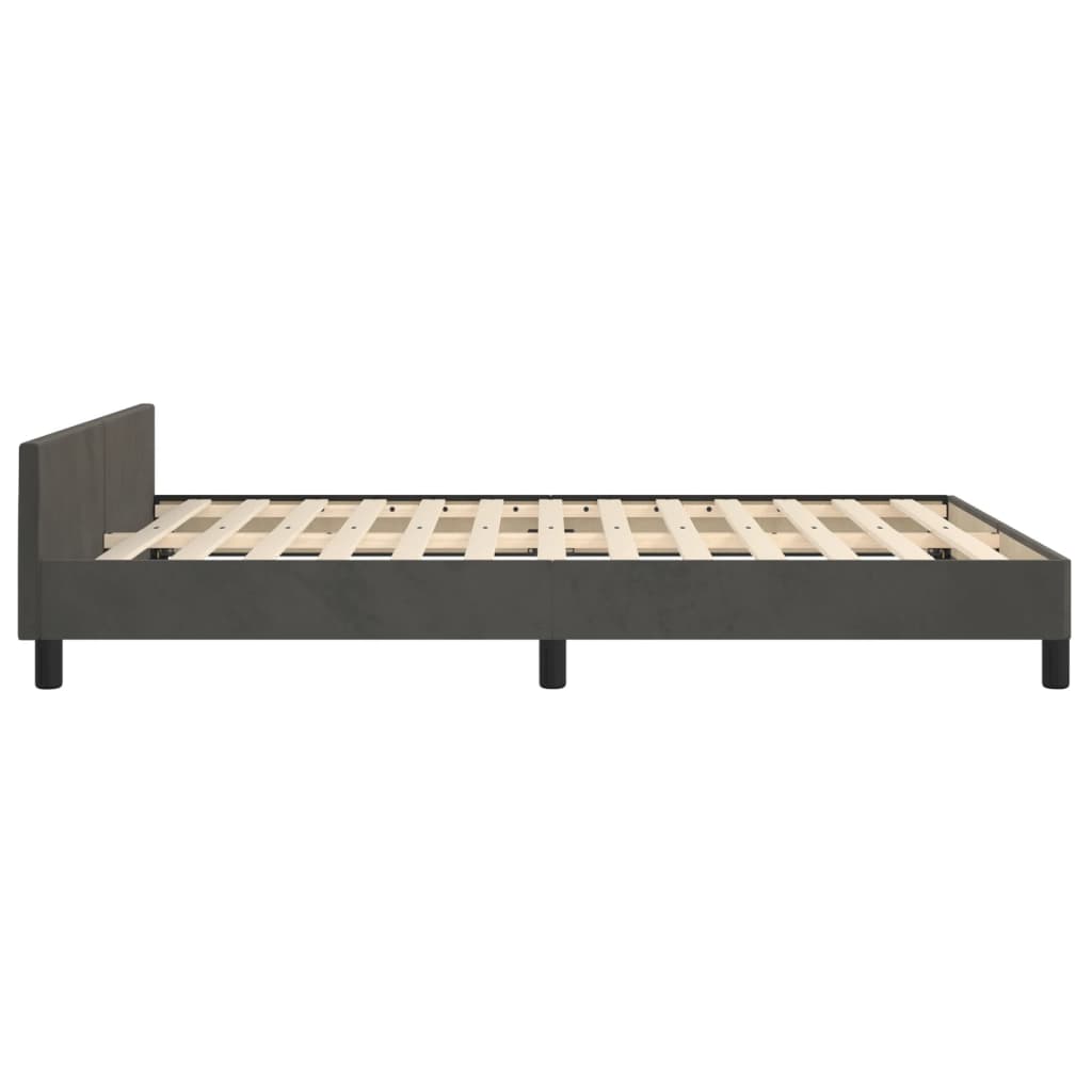 Bed Frame without Mattress Dark Grey 140 x 190 cm Velvet