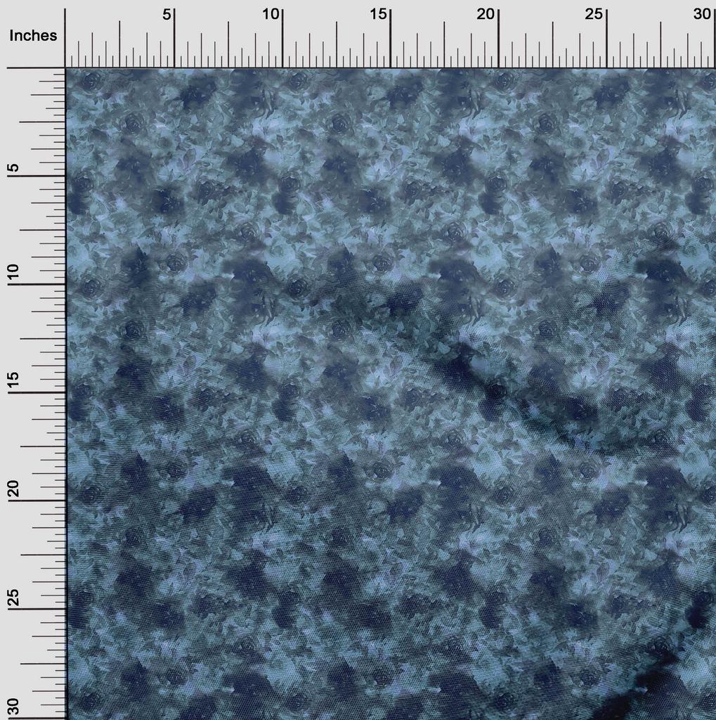 oneOone Cotton Poplin Blue Fabric Abstract Floral Dress Material Fabric Print Fabric By The Yard 42 Inch