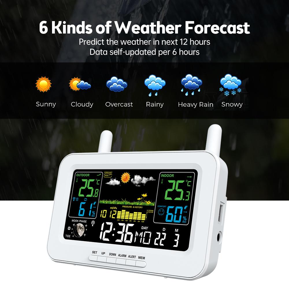 Weather Stations Wireless Indoor Outdoor Thermometers LCD Color Display Temperature Humidity
