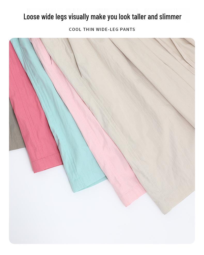 Women's High Waist Ice Silk Wide-Leg Shorts - Summer Casual, Slimming, Loose Fit, Mid-Length