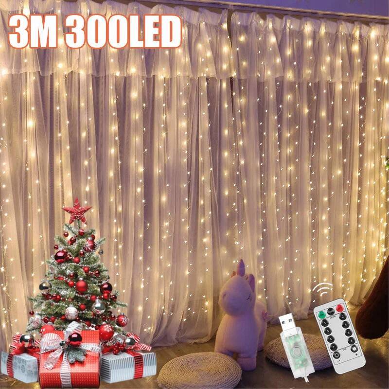 Christmas Curtain Lights Garland Merry Christmas Decorations For Home Christmas Ornaments Xmas Gifts Navidad 2026 New Year Decor