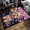 Cherry Blossom Yorkie Office Rug Chair Mat, Entryway Carpet, Suitable for Front Door, Bedroom, Living Room, Desk, Holiday Gift