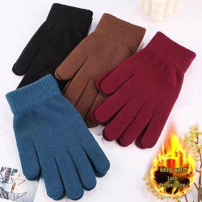 Herbst/Winter Einfarbig Dicke Wollstrickhandschuhe - Warme Vollfinger Erwachsenendesign