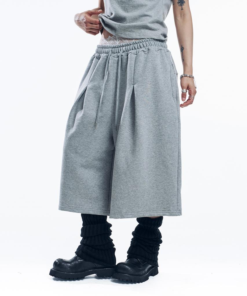 EASY NO EASY Star Lettering Patch Bermuda Sweatpants - Gray