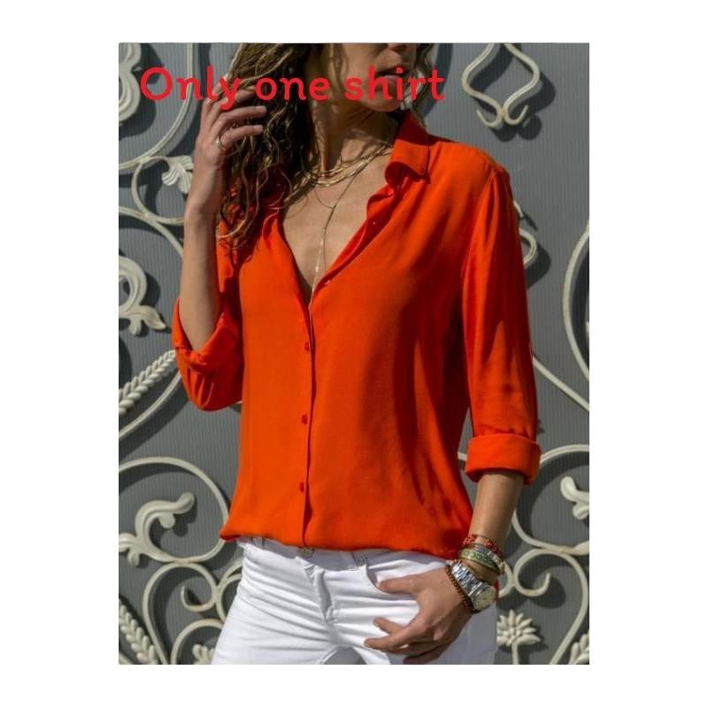 Womens Long Sleeve V Neck Button Chiffon Blouse With Cotton Polyester For Office Casual Wear