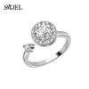 SMJEL Fidget Spinner Ring Anxiety for Women Crystal Demon Eyes Anti Stress Rings Flower Planet Sun Rotating Jewelry Wedding Gift
