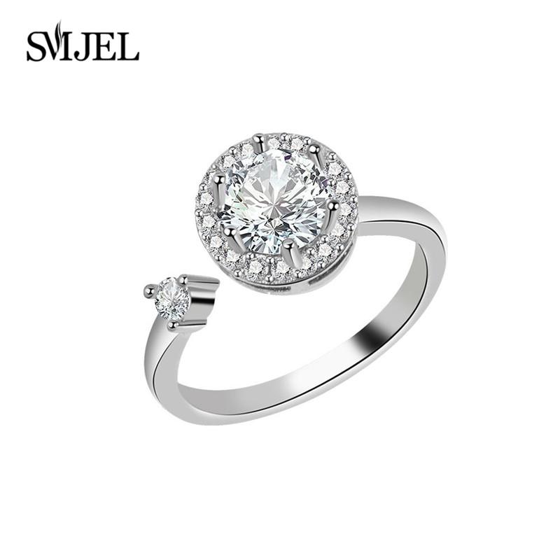 SMJEL Fidget Spinner Ring Anxiety for Women Crystal Demon Eyes Anti Stress Rings Flower Planet Sun Rotating Jewelry Wedding Gift