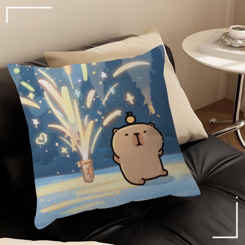 Anime C-Capybara Cartoon Cute   Pillow Cushion Cover Pillowcase Living Room Sofa Home Decor Customized