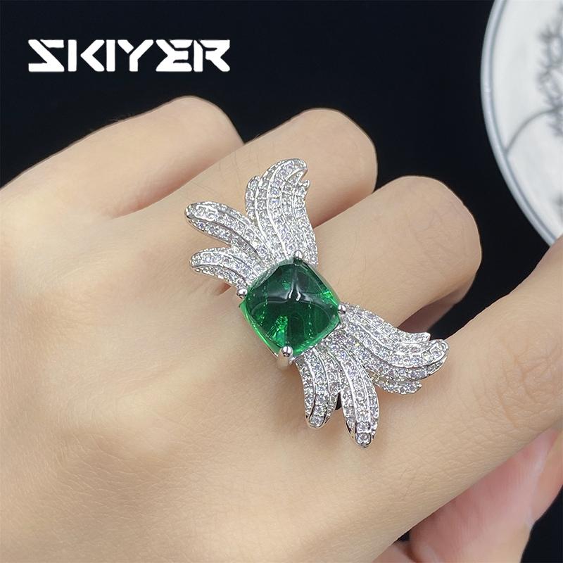 

Серебряные изумрудные кольца на палец для женщин, модные свадебные украшения