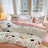 Winter milk fleece four-piece set thickened warm high gram weight double-sided fleece printed double-spell design bed sheet quilt cover