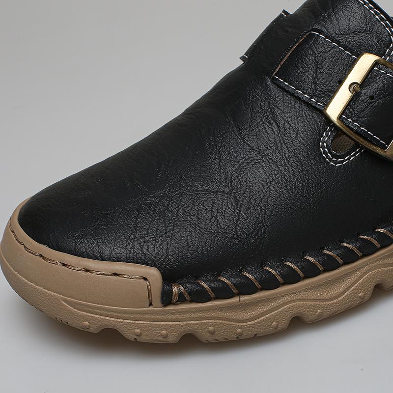 Men's Casual Leather Sneakers Handmade Outdoor Low-top Shoes