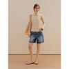 INMAN Women's Embroidered Wide-Leg Denim Shorts