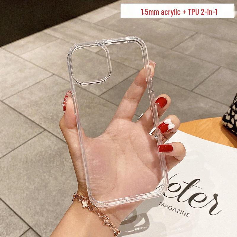 iPhone 15 Drop-Proof Transparent Acrylic Case with Large Hole Compatibility for iPhone 12, 14, 16, and 17