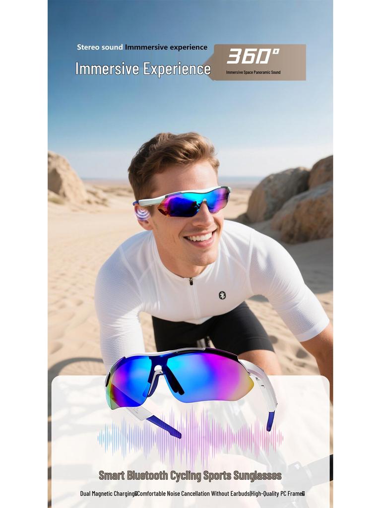 QY-pro03 Bluetooth Cycling Glasses: Outdoor Sports Smart Glasses with Anti-UV Protection and Music/Call Features