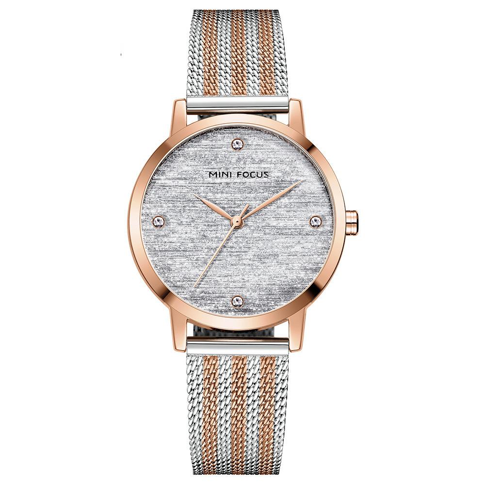 

Женские часы Light Luxury Silk Dial Японский механизм Diamond Водонепроницаемые часы Milan Mesh Strap Watch