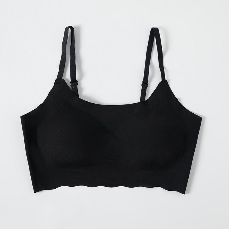 Silk underwear vest bra thin seamless mulberry silk underwear women s sexy rimless bra yoga M чёрный