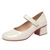 Women's Leather Shoes New Style Dancing Shoes  Mother Shoes Soft Sole Thick Heel Women's Shoes One-Button Single Shoes