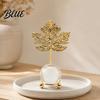 Soft Light Shadow Decor Faux Crystal Ball with Gold Leaf Stand Metal Statue