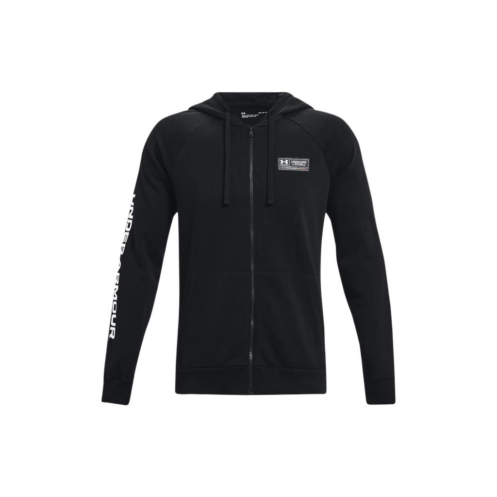 Under Armour Rival Sweatshirts Men's Black Hooded Moderate Cardigan Unisex 1370344-001