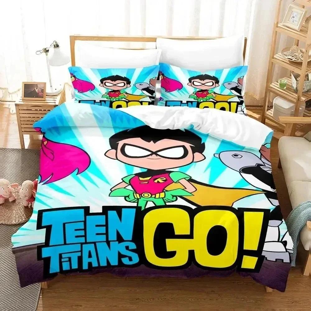Stampa 3D Cartone Animato Titani Teen Go Set Biancheria da Letto Copripiumino Set Letto Coperta Federa King Queen Size Ragazzi Adulti