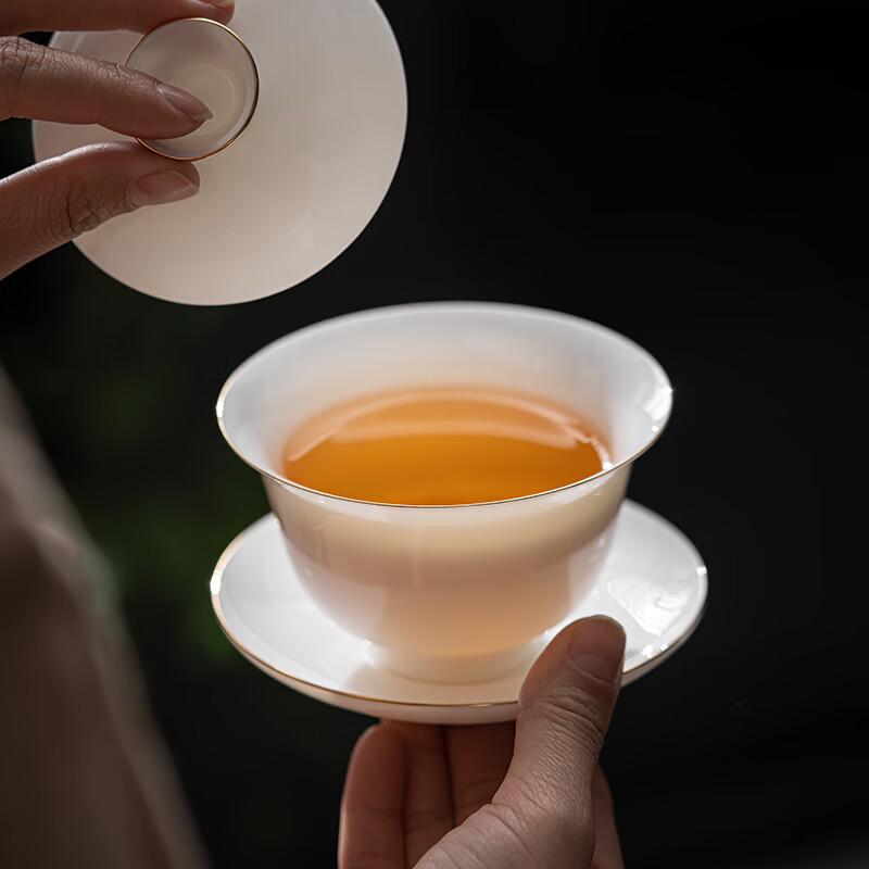 Sushic Ceramic Gilded Sancai Gaiwan Tea Set