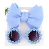 2Pcs/Card Daisy Baby Sunglasses Eyelet Bow Headband Set Elastic Nylon Hair Bands Seaside Sun Glasses Kids Headwear