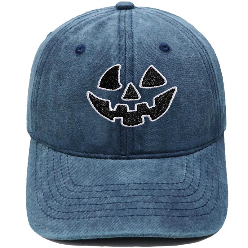 Halloween pumpkin grimace embroidered baseball cap European and American washed retro jack lamp holiday casual dad hat