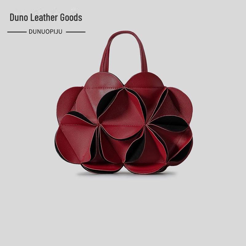 

Нішева 3D квіткова сумочка: Преміальна жіноча сумка-тоут через плече та через плече з штучного штучного матеріалу червоний