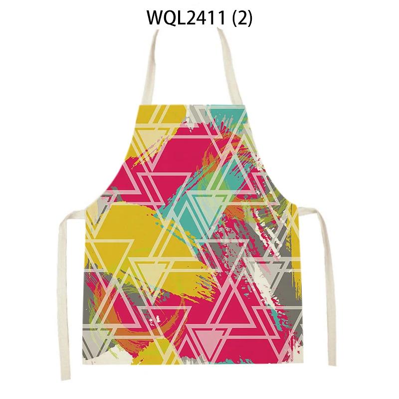 Geometry Stripe Triangles Pattern Kitchen Apron for Women Linen Bibs House Cleaning Pinafore Home Cooking Apron Accessories